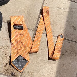 Giorgio Armani Vibrant Orange Tie with White Accents Silk Handmade